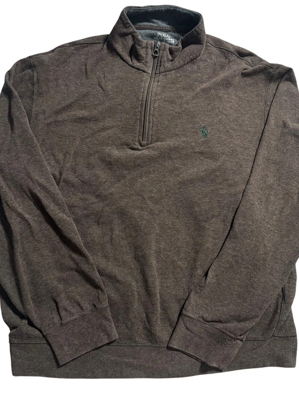 Polo Ralph Lauren Performance Quarter Zip Mens Large Pullover Brown